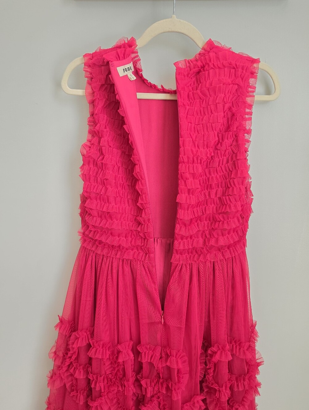 Boden Magenta Pink Tulle Ruffle Midi Dress Size US 4 / UK 8 Sleeveless Party - Picture 8 of 16